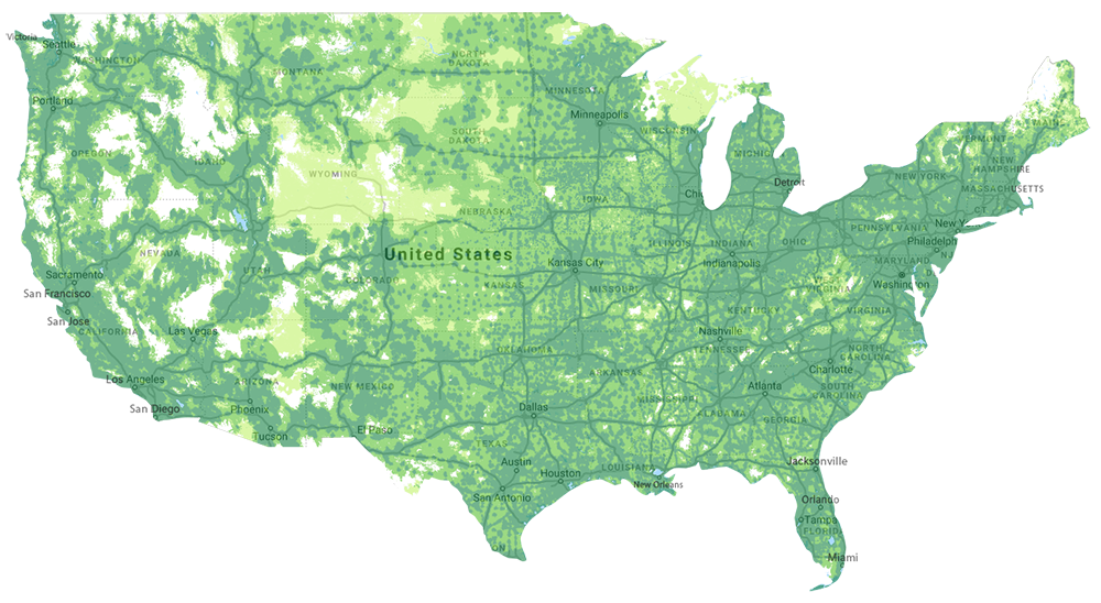 Fi coverage map of the United States