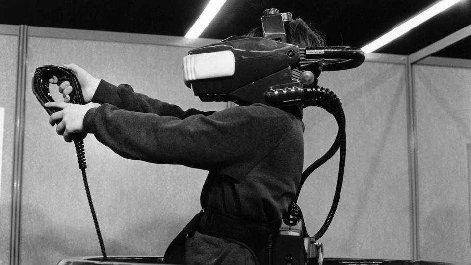 An image of a person wearing VR headset in 1995